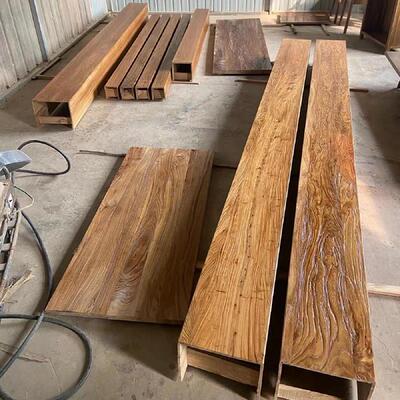 假梁悬吊式天花板装饰木条木板实木装饰空心木梁老木头榆木假梁假