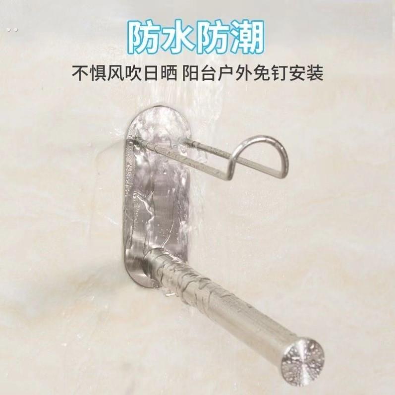 衣架收纳神器免打孔不锈钢挂钩墙上阳台挂杆多层整理架万能放2