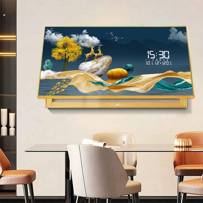 2025新款电表箱装饰画人体感应时钟现代轻奢大尺寸配电箱遮挡挂画