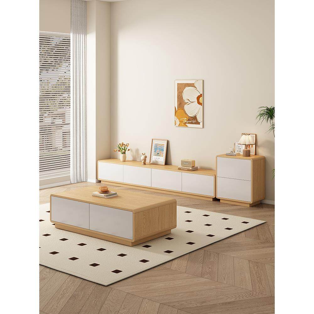 电视柜客厅家庭储物储物柜集成小公寓落地实木咖啡桌电视柜组合,住宅家具,电视柜,淘宝优惠券,粉丝福利购,淘宝优惠卷