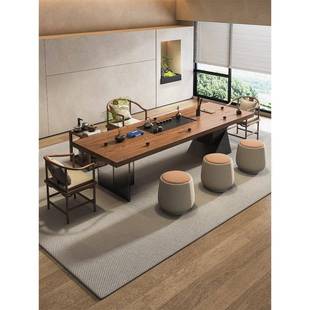 新中式实木茶桌2025新款高端茶台家用办公室接待大板泡茶桌椅组合