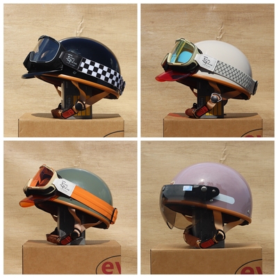 evo头盔复古半盔摩托电动车夏季