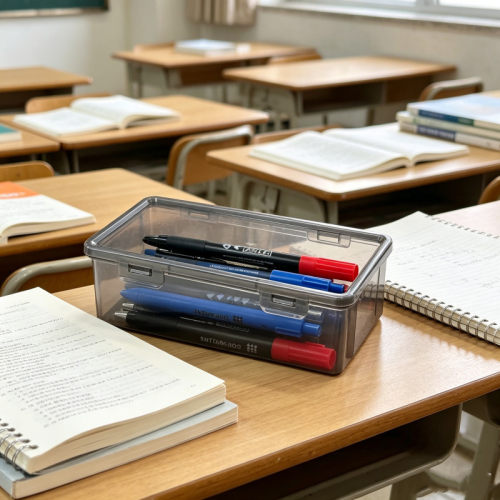 透明文具收纳盒大容量学生桌面整理盒笔筒收纳神器学生用品收纳盒