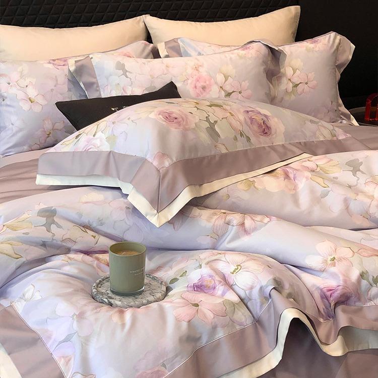 美式田园2品0S长绒棉纯棉床上TGH--120四件套全棉花卉印花床单被1