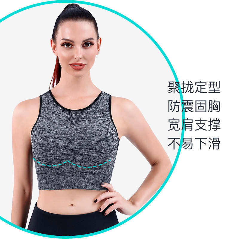 无钢圈聚拢网纱美背内衣女士运动跑步防震健身瑜伽背心式文胸速干
