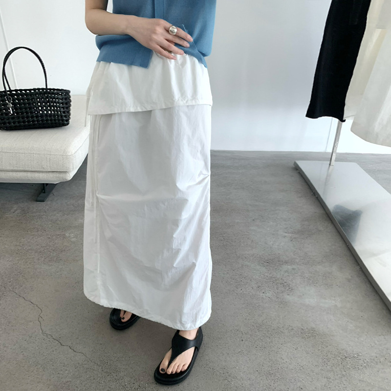 TG 小众简韩裙帘半身裙女2025夏季新款系带直筒宽松显瘦长裙