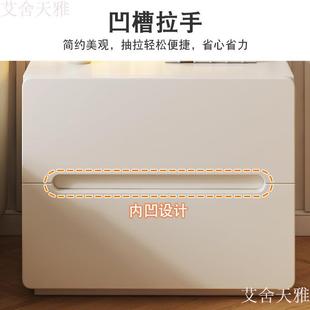 110用纳床边卧室床头收柜现代简约奶油风置 家实木床头柜小型C207