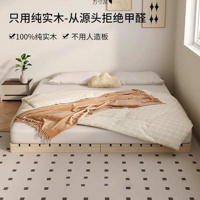 无床头透气防潮排骨架实木榻榻米床架出租屋日式矮床民宿风地台床