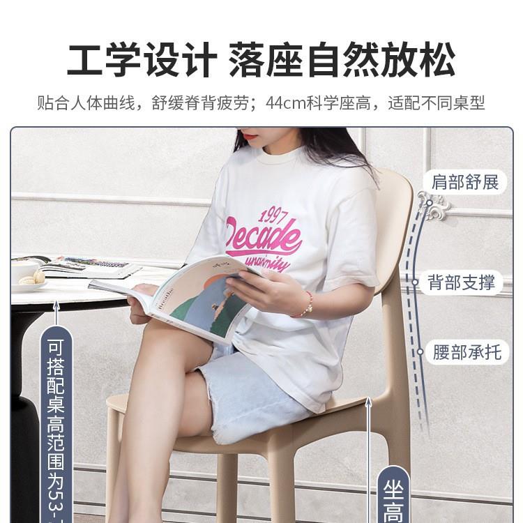 塑料餐椅可叠放家用加厚餐桌椅现代简约黑色凳子靠背餐厅休闲椅子