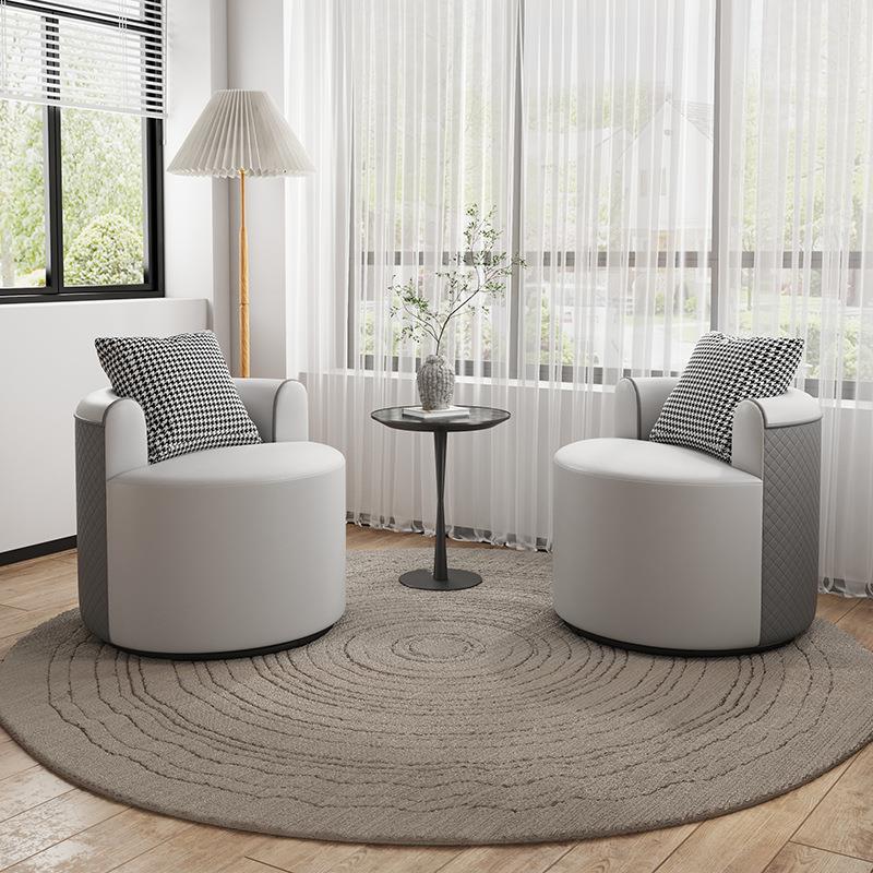 旋转圆形单人沙发轻奢酒店休息区商务售楼处接待会客洽谈桌椅组合