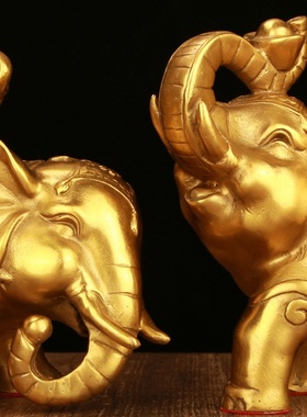 2025奢华纯黄铜大象葫芦摆件家居艺术装饰礼品工艺珍藏升级款