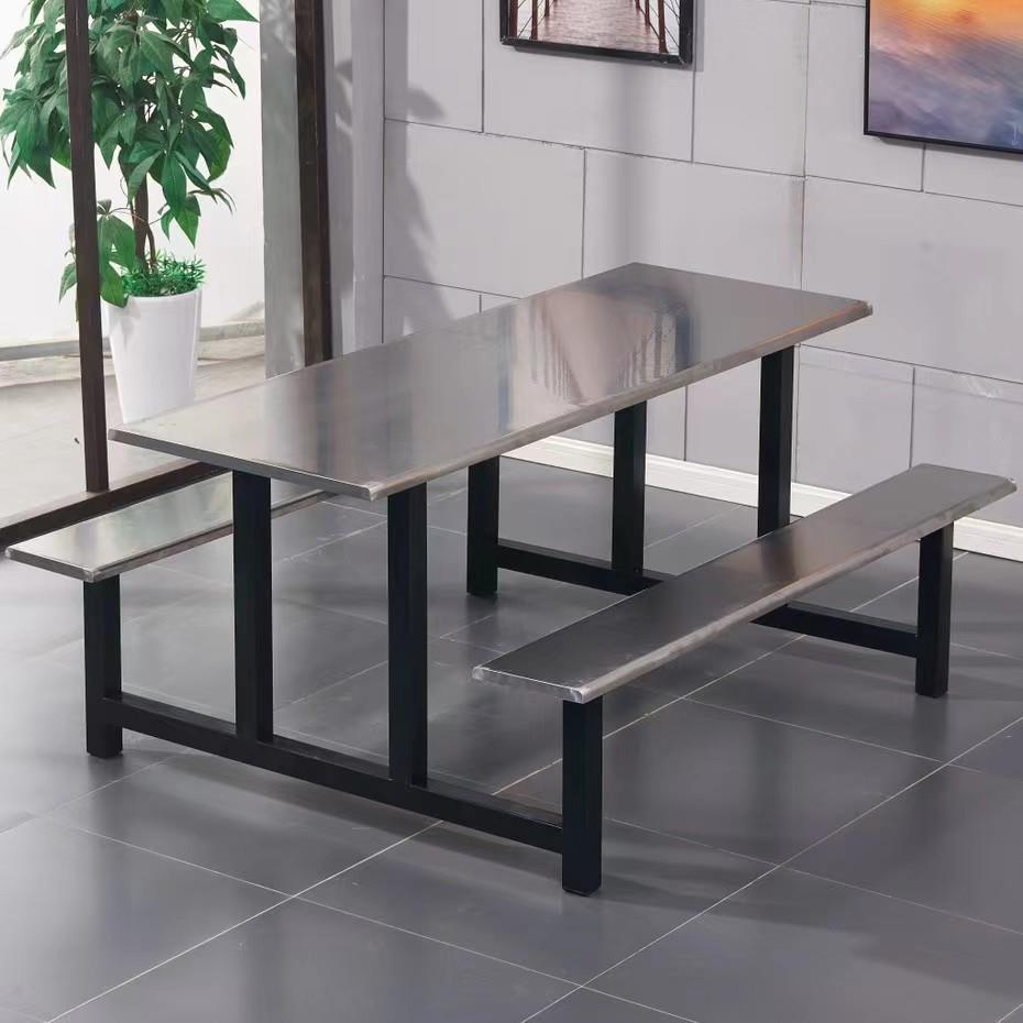 学校学生食堂餐桌椅组合4人8人位不锈钢员工连体快餐桌椅饭堂餐桌