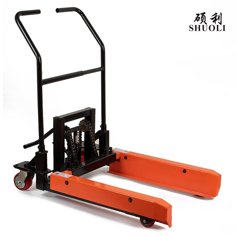 液压式塑料筐叉车脚踏式脚踩手推车搬运车拉货工具四轮铲车省力