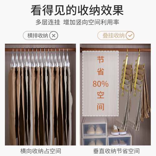 折叠裤架多功能家用挂裤子挂架衣架衣柜内置无痕裤夹收纳极凯