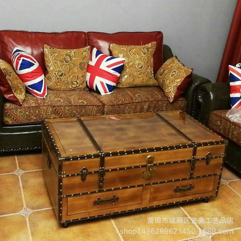 简ICM约现代柜茶几电视柜组合美式复古乡型村做客厅小旧田园地储