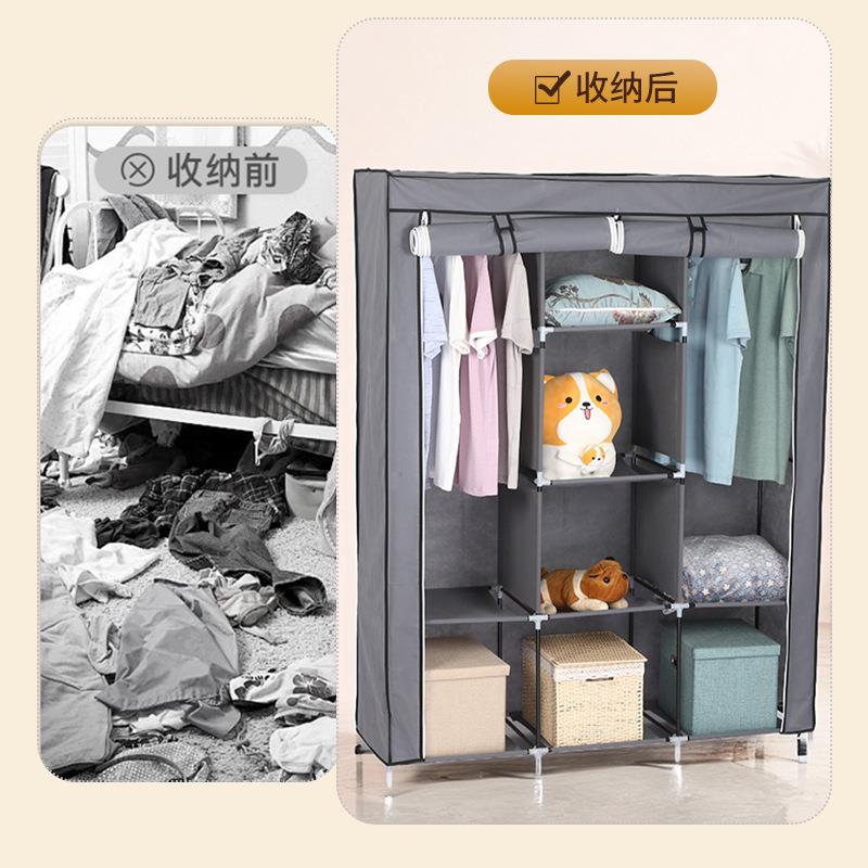 钢管组合简易衣柜挂衣区88130多卸宿舍出租经济屋型拆物架置防尘