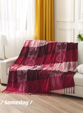 美式欧单人沙发巾盖布马口逊出亚网红款披75803肩盖毯式流苏毯子