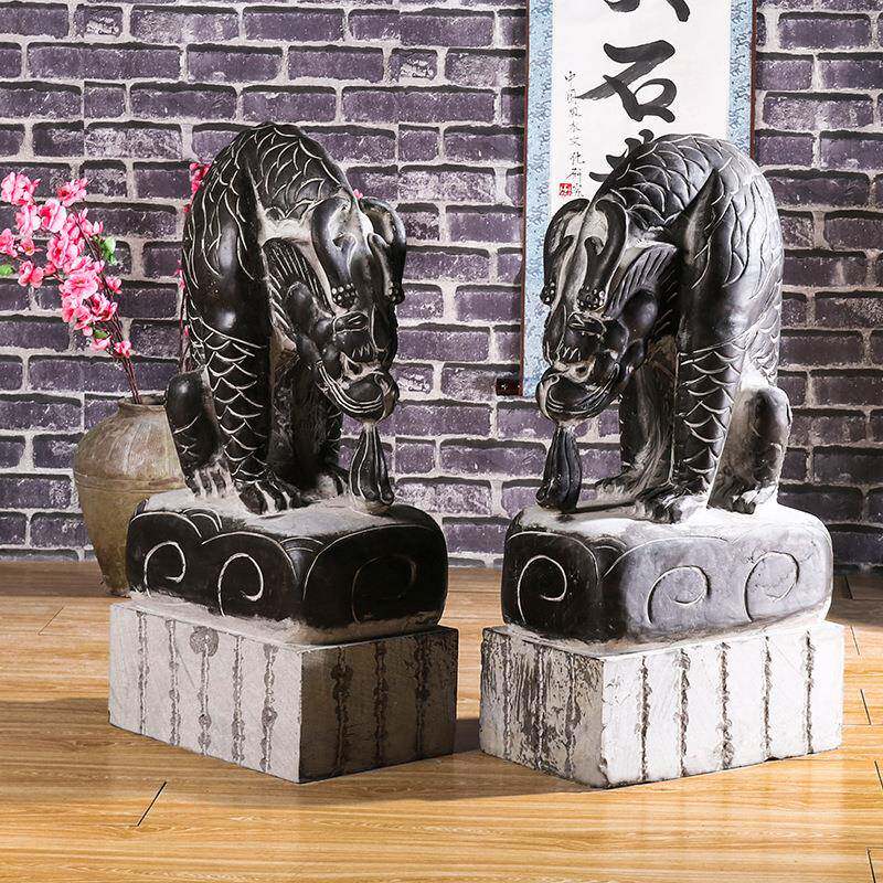 石雕门墩抱鼓石青石吸水兽摆件户灯外草坪日庭院式灯花园酒落地灯