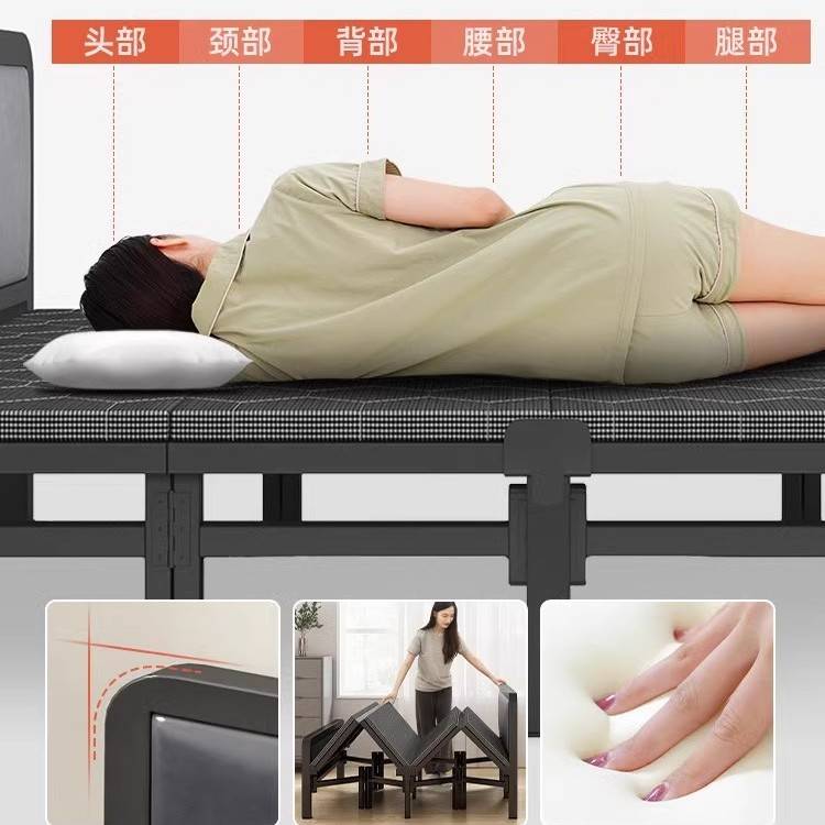 折叠床单人1米2家用简易午睡加床成人出租房结实耐用加固双人铁床