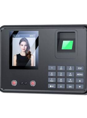 yesido示签到打机纹指纹面部显掌[黑色]KM公司员卡工人脸识别考勤