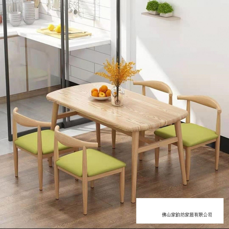 餐桌椅套装商用小户型出租房家用休闲桌椅组合快餐店专用长方桌椅