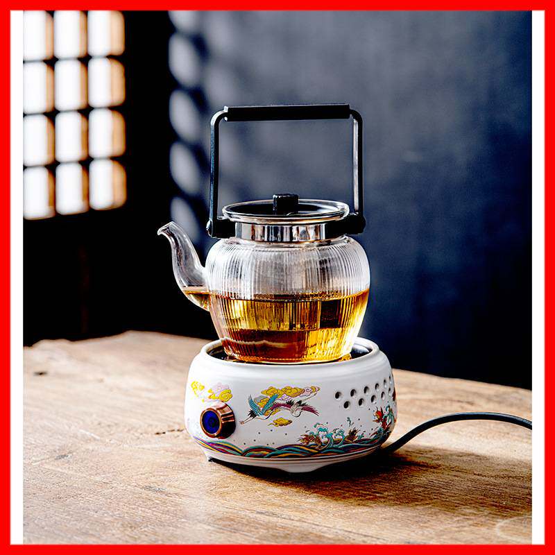 电陶炉煮茶器家用茶具玻璃蒸茶壶烧水壶彩陶全自动小型茶炉套装批
