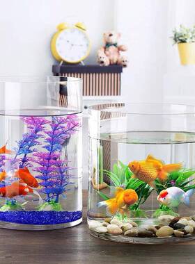 加厚圆璃鱼缸客厅柱落地式水培景观缸FD535114缸圆玻形乌龟立式造