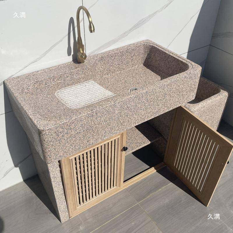 阳台头洗衣带搓板室外494大理槽石水槽庭院花岗池岩石洗衣家用洗