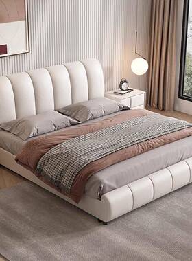 奶油型风XVG实木床现代简1约.8小米主卧软包双人床户齐边1.5米双