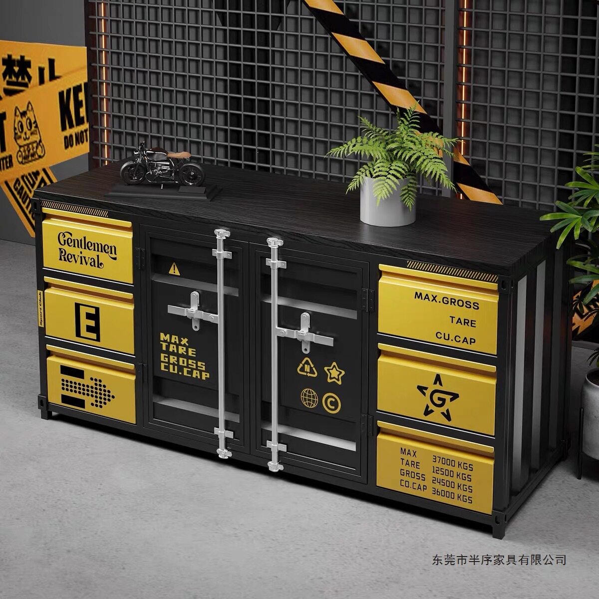 工业风铁艺收纳箱柜储物柜客厅餐厅餐边柜置物柜集装箱铁皮茶水柜