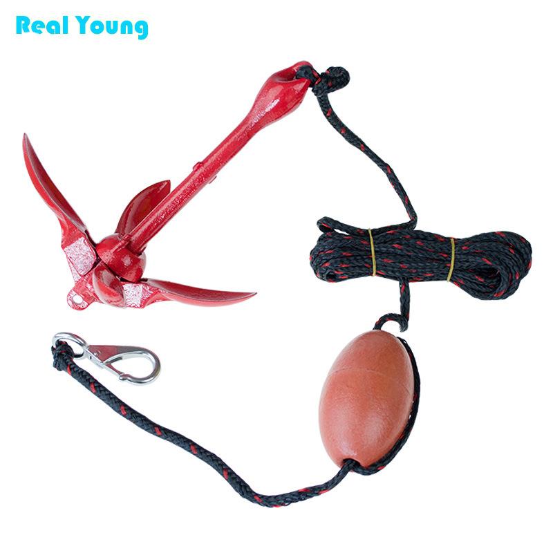 皮划艇专用船锚配件独木舟钓鱼船锚可折叠带绳碳钢船锚