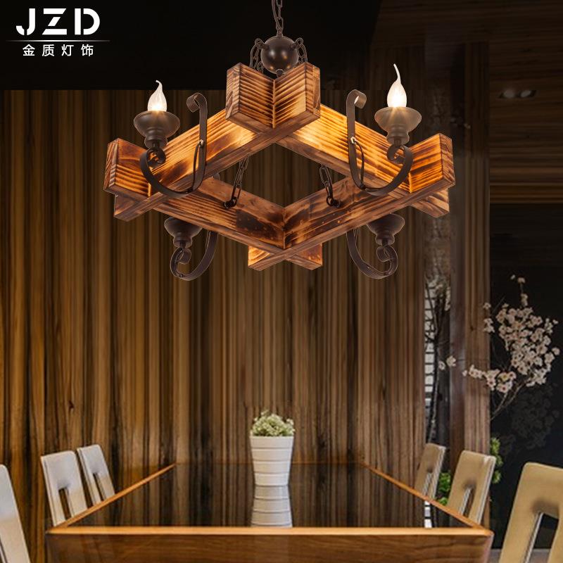 创意工业风复古吊灯船木做旧复古吊灯餐厅咖啡厅酒吧经典吊灯