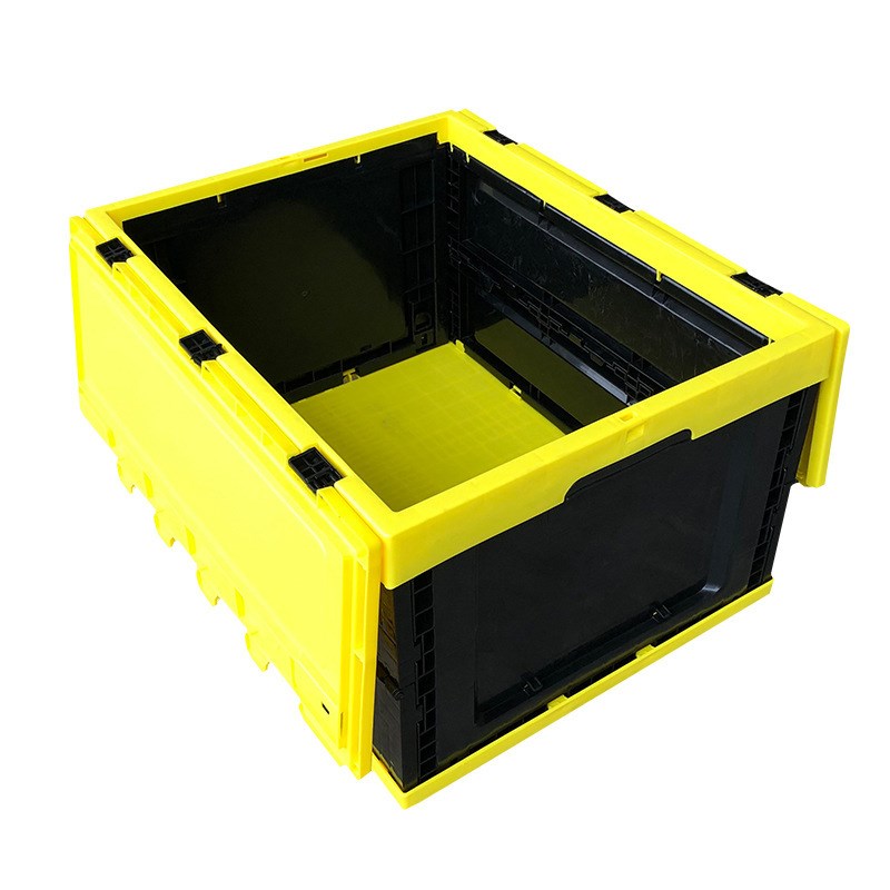黄黑搭配色PP新料m折叠箱 大号注塑折叠周转箱 可折叠式塑料周转
