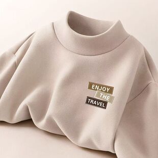 男童秋冬装磨毛双面德绒半高领纯色打底衫儿童2025新款内搭保暖衣