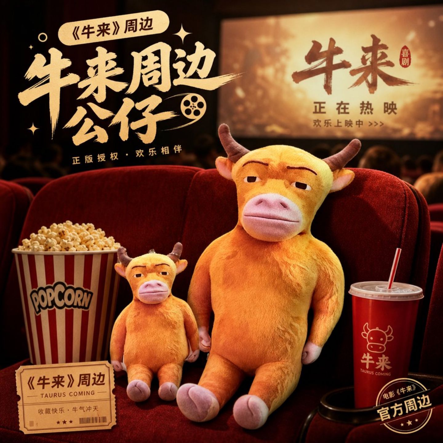 牛来电影周边毛绒抱枕公仔挂饰图片