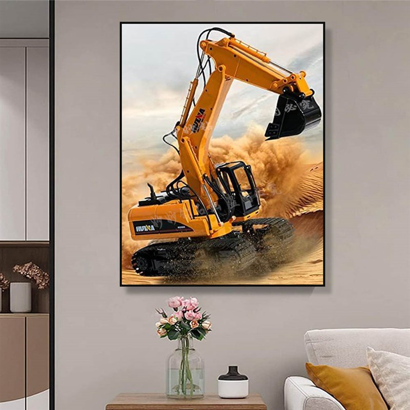 2024新款g工程车挖掘机钻石画儿童房男孩手工diy砖石画点钻十字绣