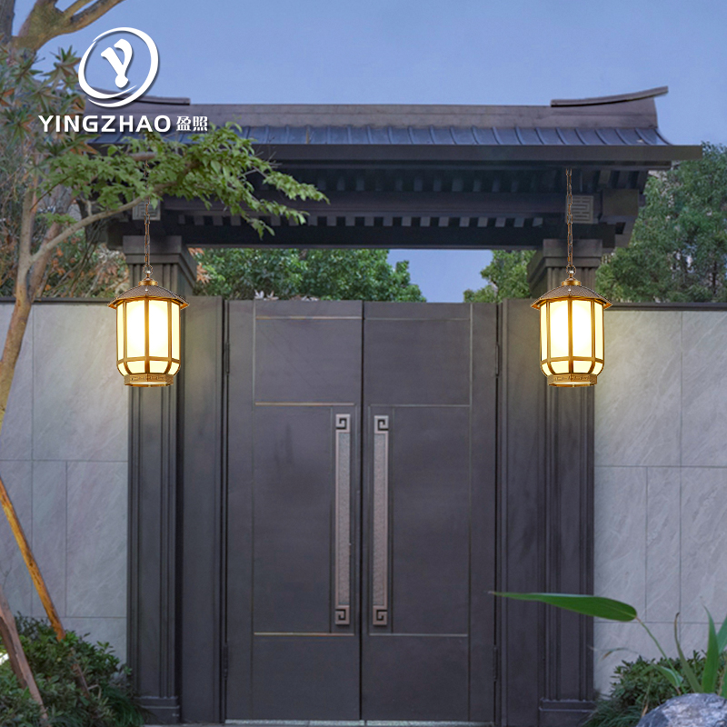 太阳能吊灯户外防水新中式庭院过道走廊大门O口凉亭玄关廊架花园