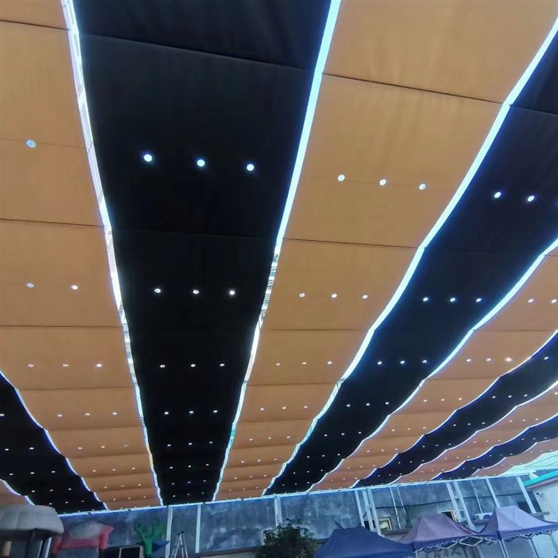 深圳学校幼儿园遮阳篷电动操场户外电动伸缩遮阳布阻燃Z遮阳网雨