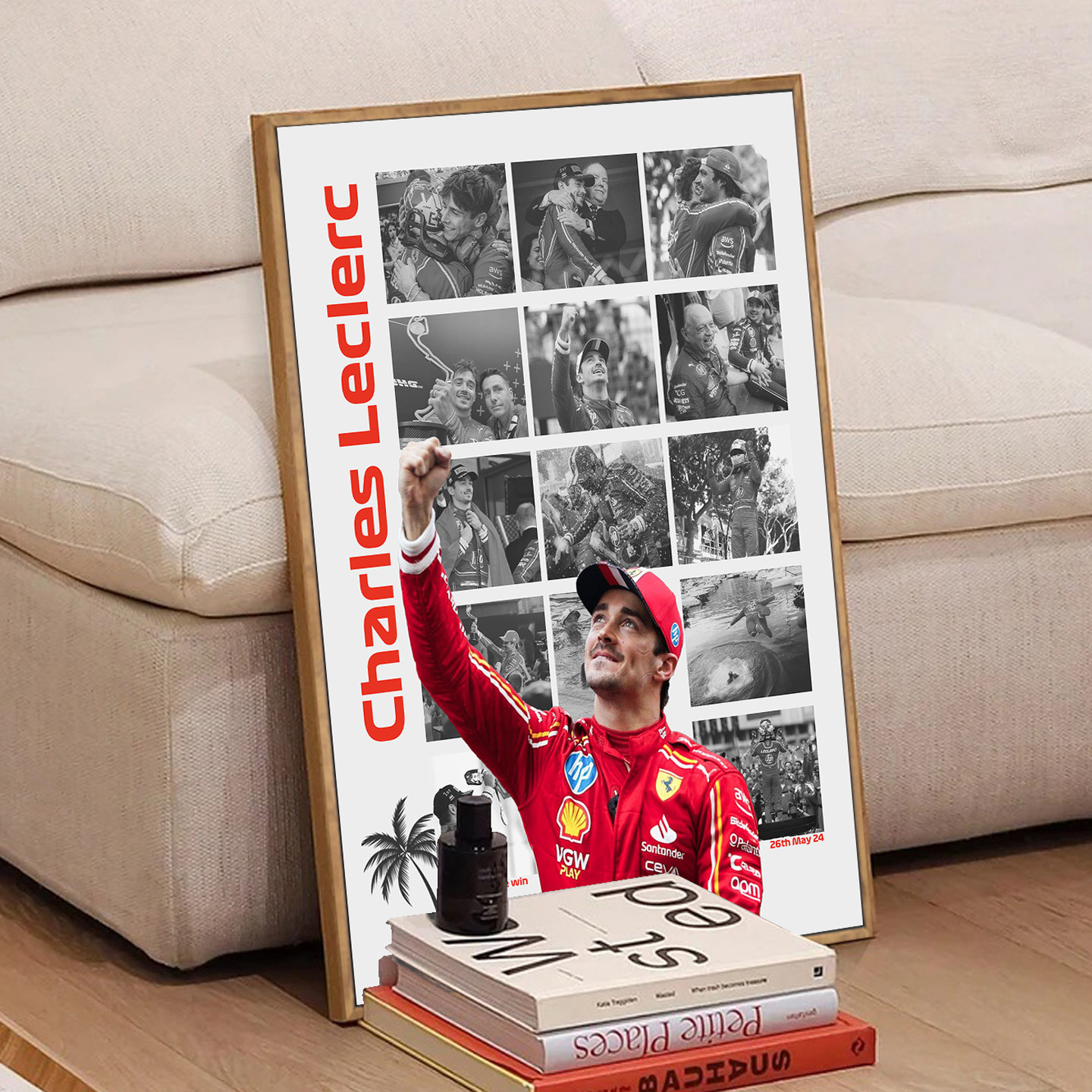 F1赛车明星夺冠装饰画客厅卧室墙壁画勒克莱尔汉密尔顿诺里斯挂画