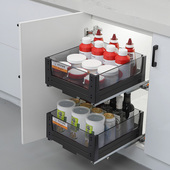 35深浅柜拉篮厨房橱柜调味篮双层抽屉式 拉篮小尺寸调料篮阻尼导轨