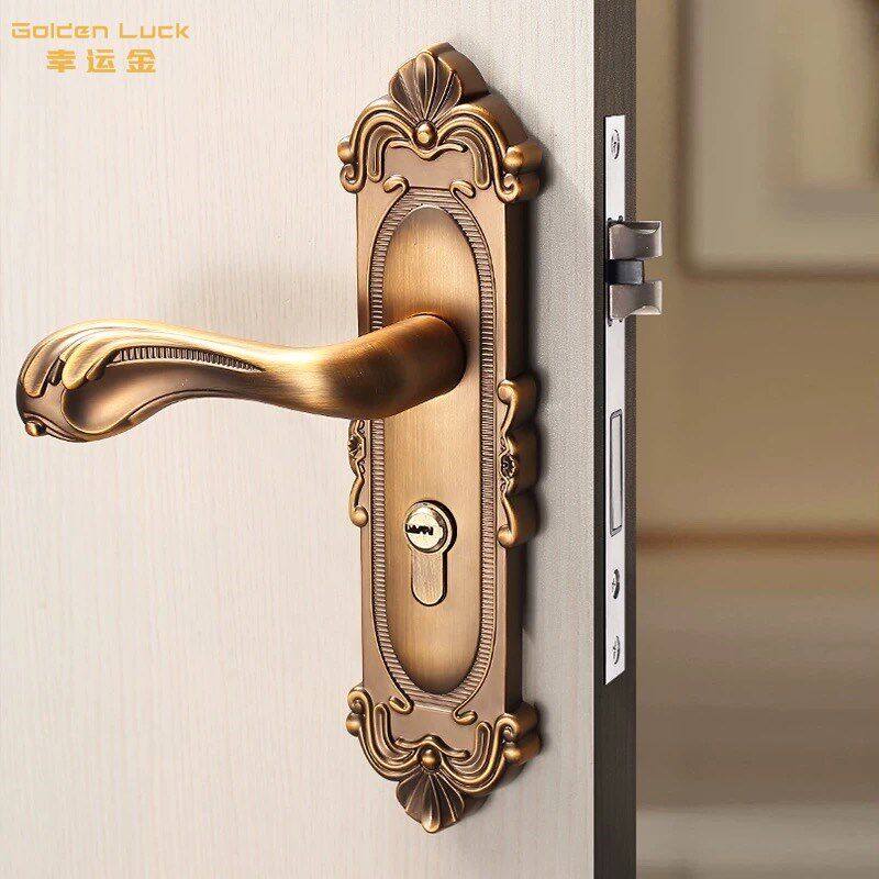 欧式古典室内卧室门锁新中式静音家用通用型门锁木门把手房门锁具