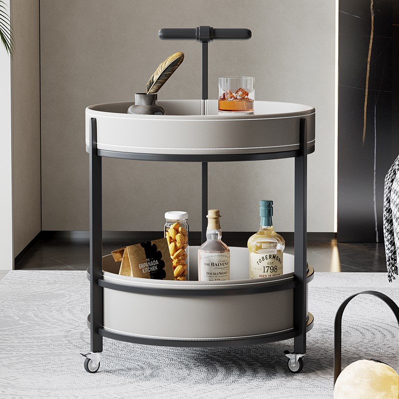 高颜值零食置物架马鞍皮小推车y沙发边几家用可移动带轮茶几收纳