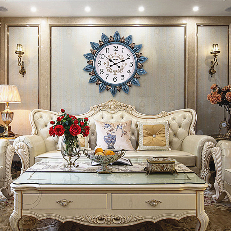 美式挂钟钟表客厅家用欧式大气创意静音挂L表现代简约时尚轻奢时