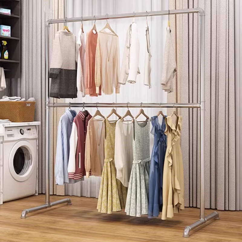 晾衣架落地室内卧k室挂衣架简易室外阳台单杆晒衣架家用户外防风