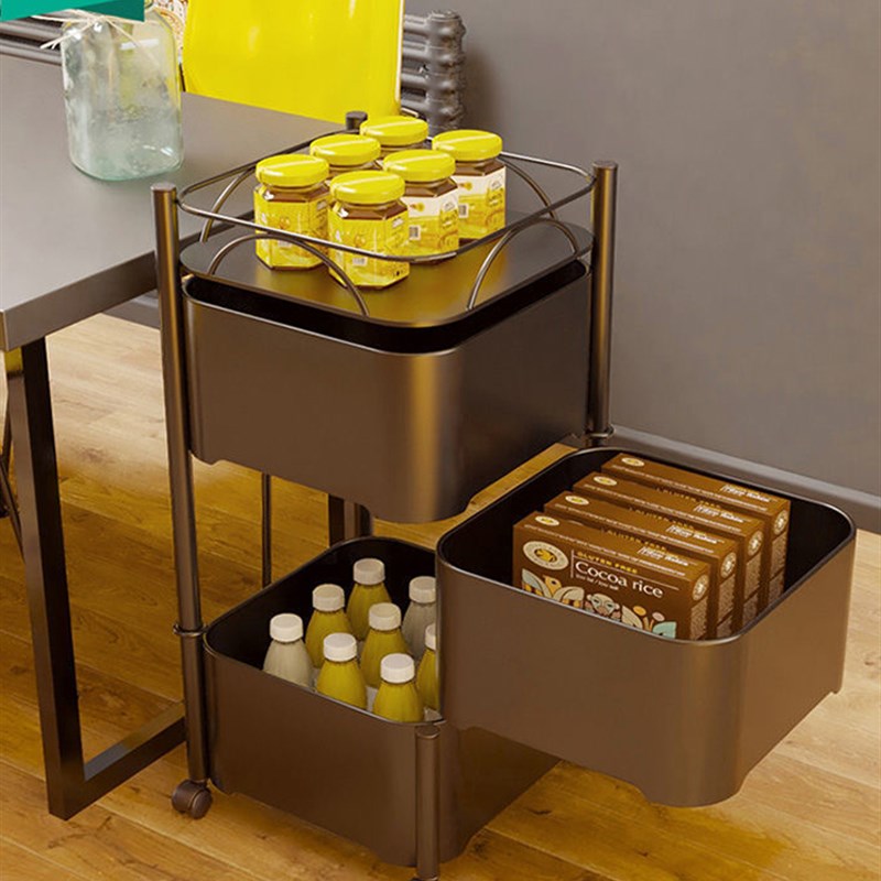 旋转置物架小推车落地多层零食果蔬菜篮子家用收纳储物架厨房