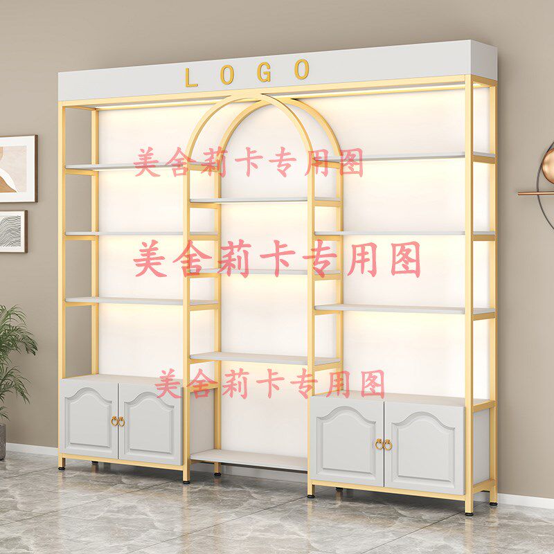 化妆品展示柜陈列轻奢货架美发美甲美容院产品陈列彩妆直播置物架
