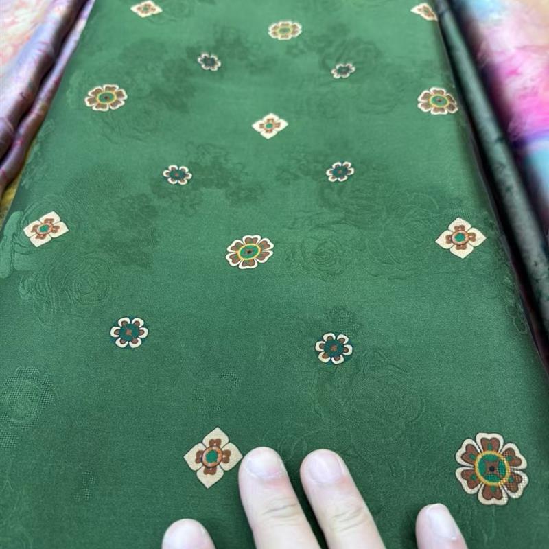 【绿色宝相花】100桑蚕丝 26姆米香云纱花萝半米链接 不退货 慎拍
