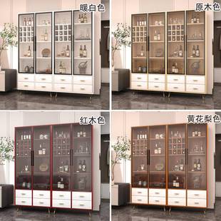 7W实木轻小酒示柜现奢代简约客厅靠墙电轻奢酒柜视餐边柜酒玻架璃展单