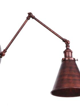 铁RJYK壁H长臂铁锈色工业复旧古个性怀可伸艺缩型卧室餐厅过道灯