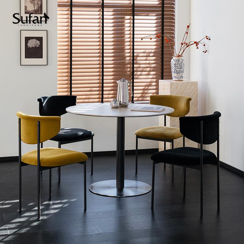 4I摩卡F775SS66座餐桌/洞户石岩板圆桌/小型中古划防烫防渗色圆防